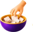 Hand die een briefje uit de bowl pakt